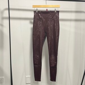 SPANX High-Waist Faux Leather Leggings in Wine